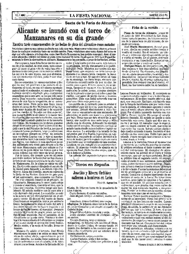 ABC MADRID 25-06-1996 página 92