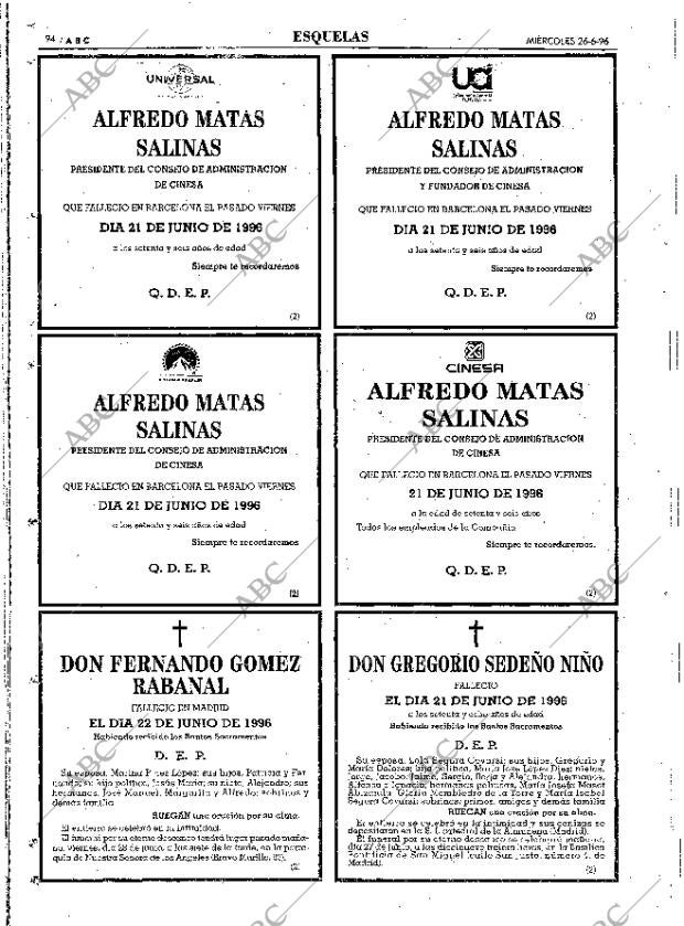 ABC MADRID 26-06-1996 página 94