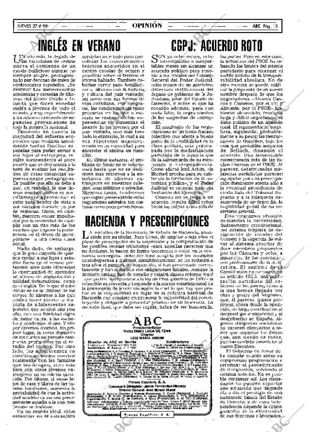 ABC MADRID 27-06-1996 página 15
