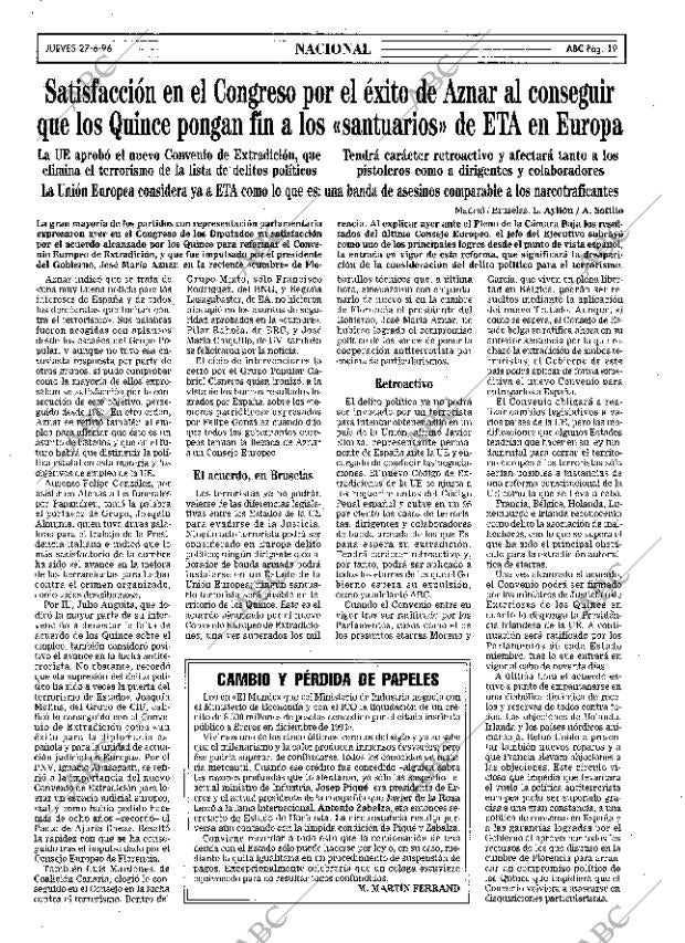 ABC MADRID 27-06-1996 página 19