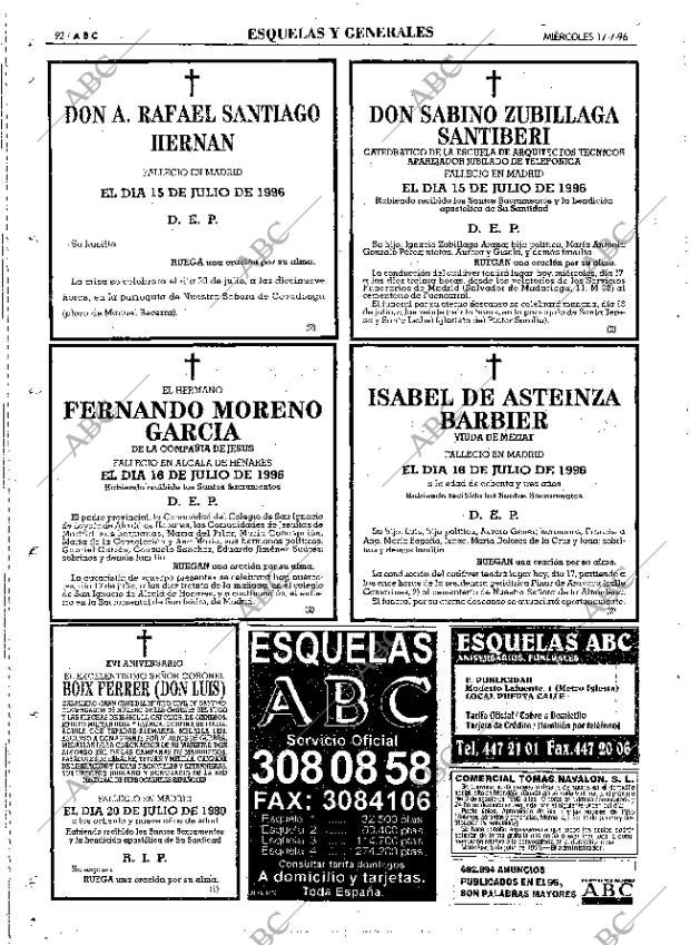 ABC MADRID 17-07-1996 página 92