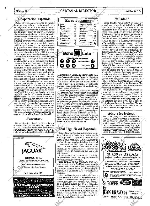 ABC MADRID 23-07-1996 página 16