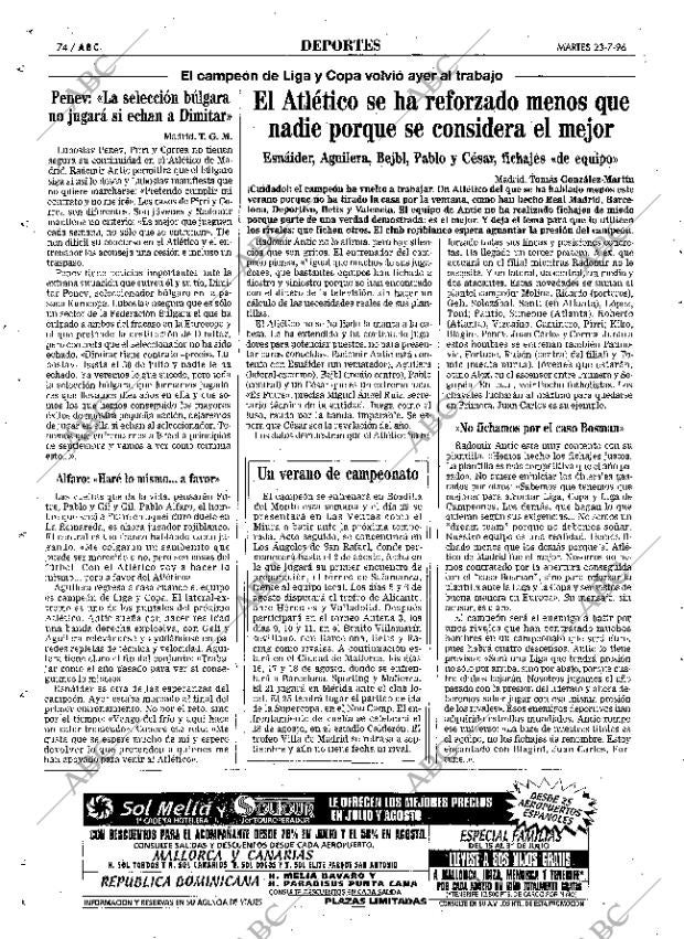 ABC MADRID 23-07-1996 página 74