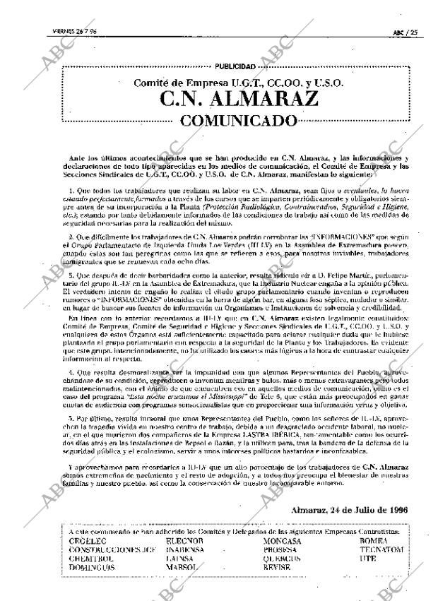 ABC MADRID 26-07-1996 página 25