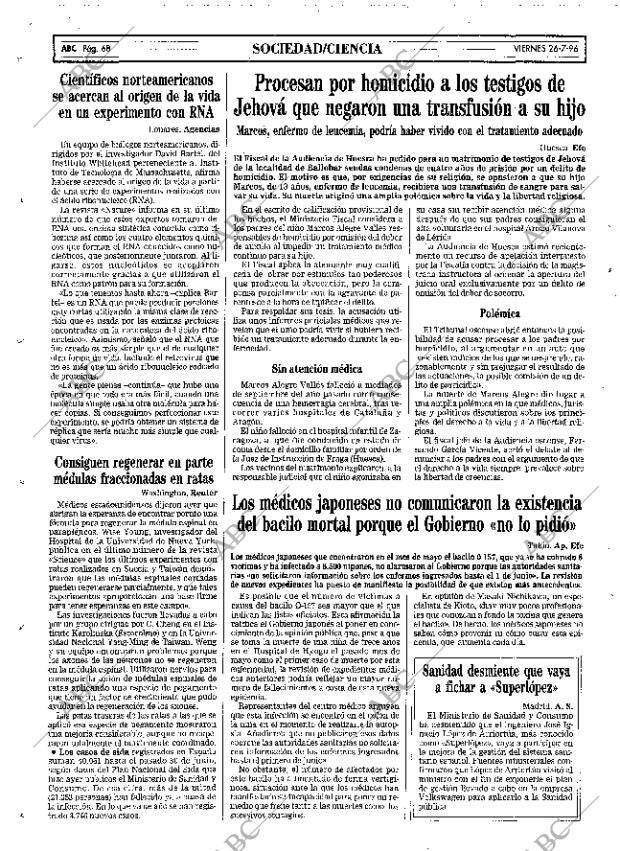 ABC MADRID 26-07-1996 página 68