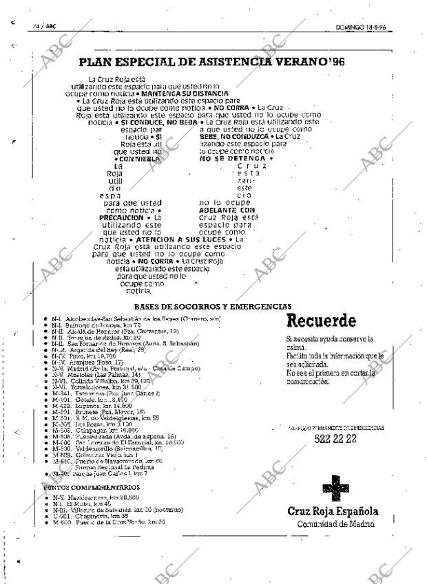 ABC MADRID 18-08-1996 página 74