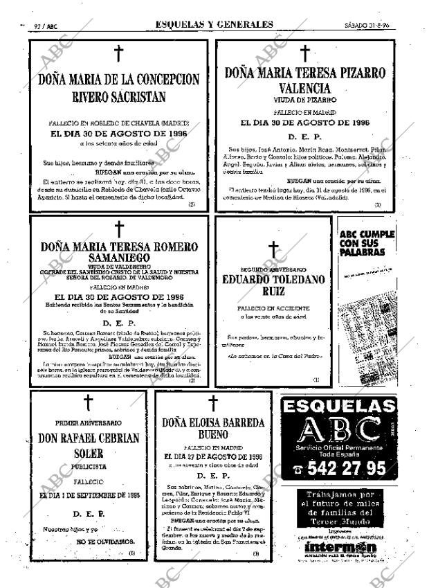 ABC MADRID 31-08-1996 página 92