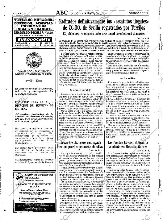 ABC SEVILLA 22-09-1996 página 92