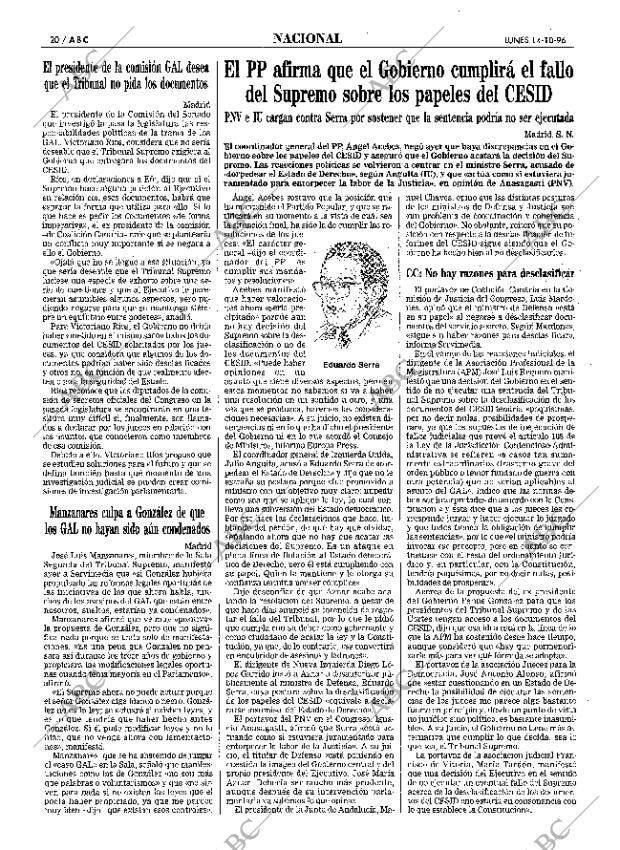 ABC MADRID 14-10-1996 página 20