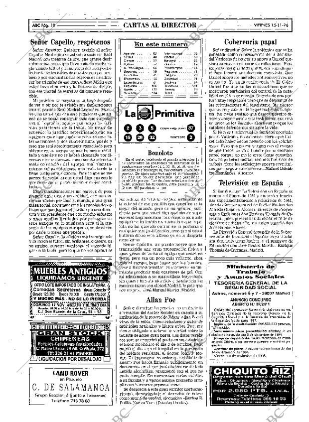 ABC MADRID 15-11-1996 página 18