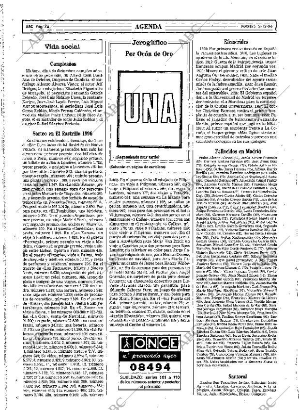 ABC MADRID 03-12-1996 página 74