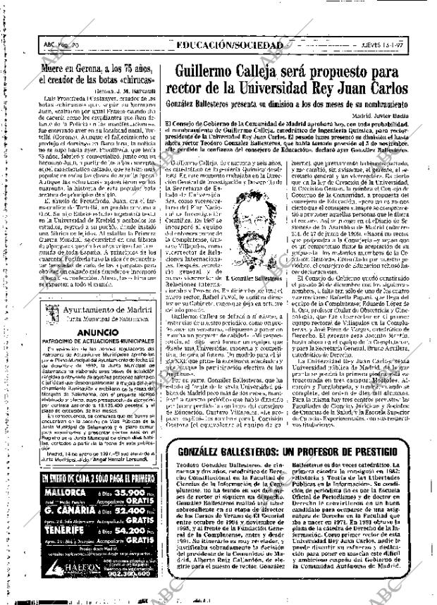 ABC MADRID 16-01-1997 página 70