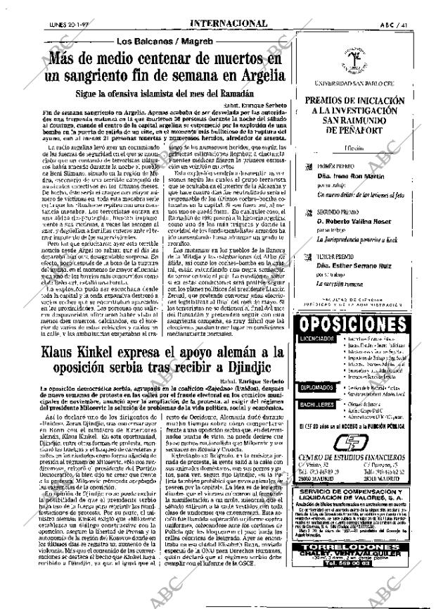 ABC MADRID 20-01-1997 página 41