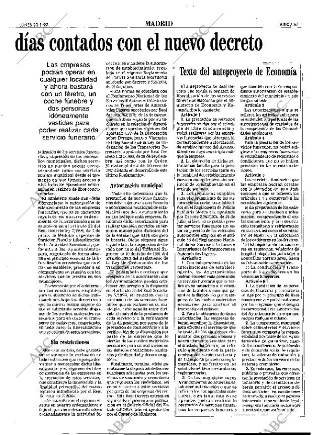 ABC MADRID 20-01-1997 página 67