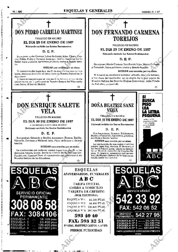 ABC MADRID 31-01-1997 página 98