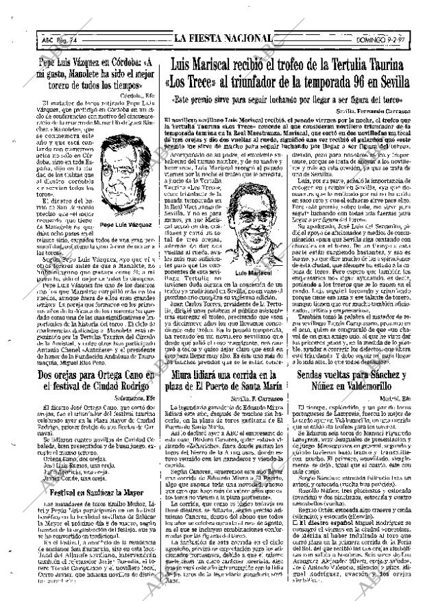 ABC SEVILLA 09-02-1997 página 74
