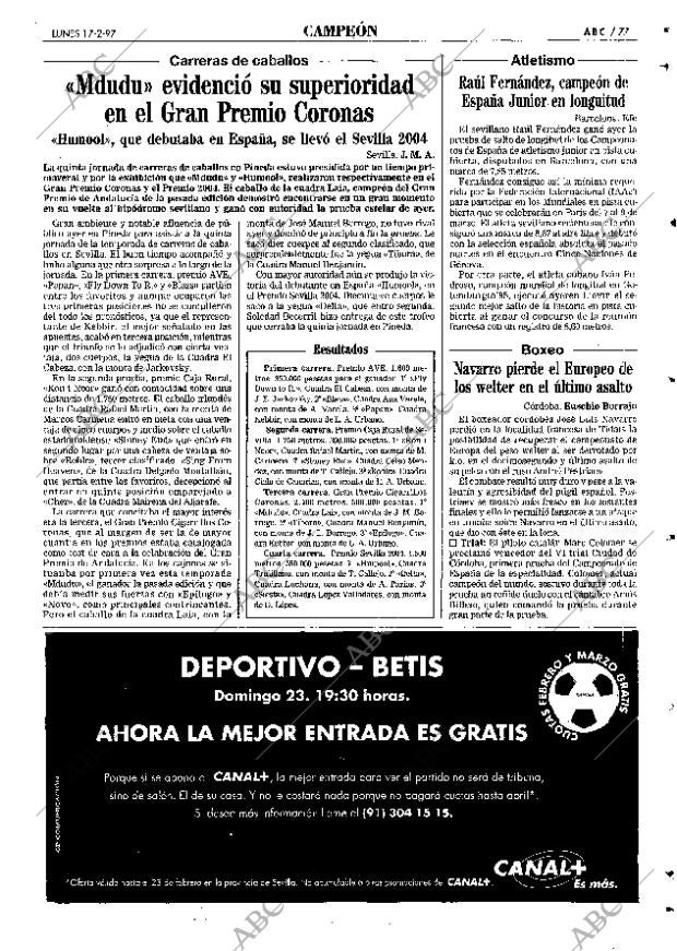 ABC SEVILLA 17-02-1997 página 77