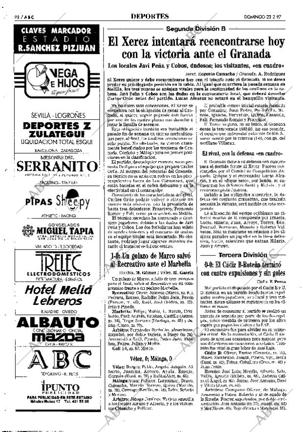 ABC SEVILLA 23-02-1997 página 92