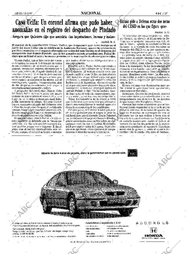 ABC MADRID 15-05-1997 página 27