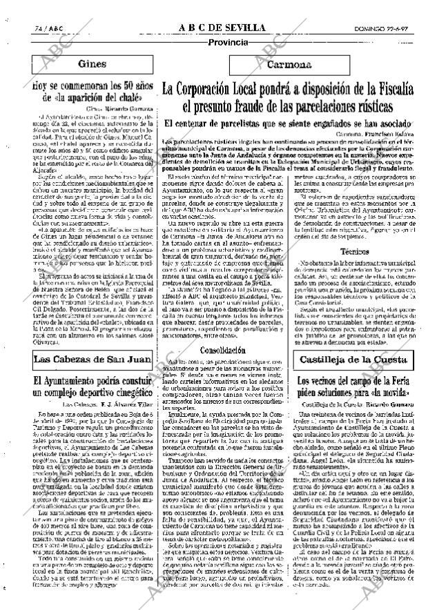 ABC SEVILLA 22-06-1997 página 74