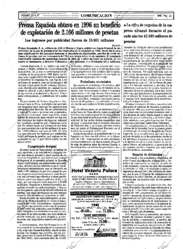 ABC MADRID 27-06-1997 página 65