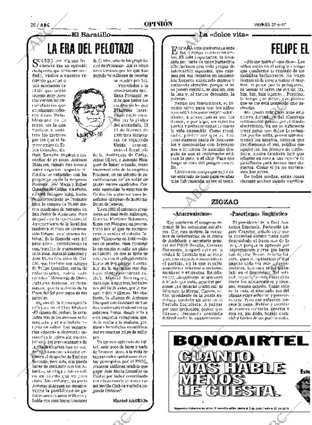 ABC SEVILLA 27-06-1997 página 20