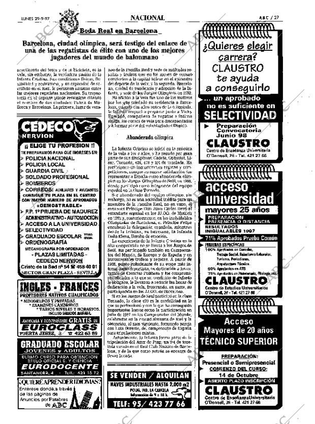 ABC SEVILLA 29-09-1997 página 27