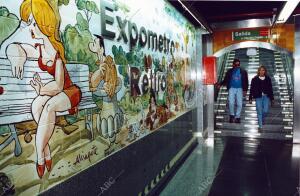 Tres murales de Mingote adornan la remodelada estación de metro de Retiro