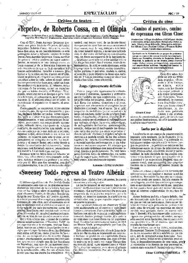 ABC MADRID 15-11-1997 página 89