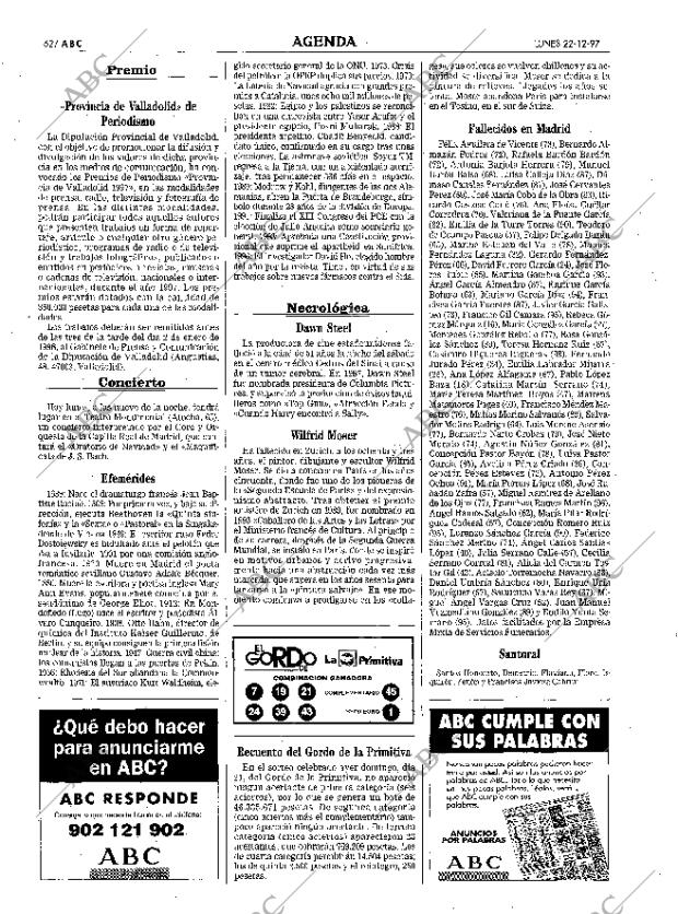 ABC MADRID 22-12-1997 página 62