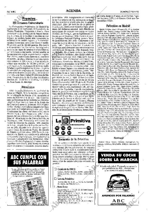 ABC MADRID 18-01-1998 página 84