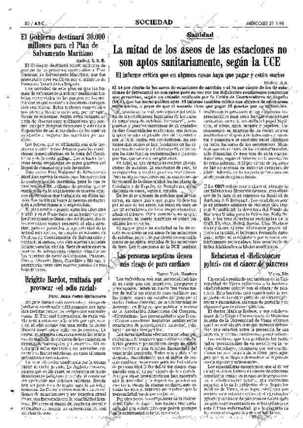 ABC MADRID 21-01-1998 página 80