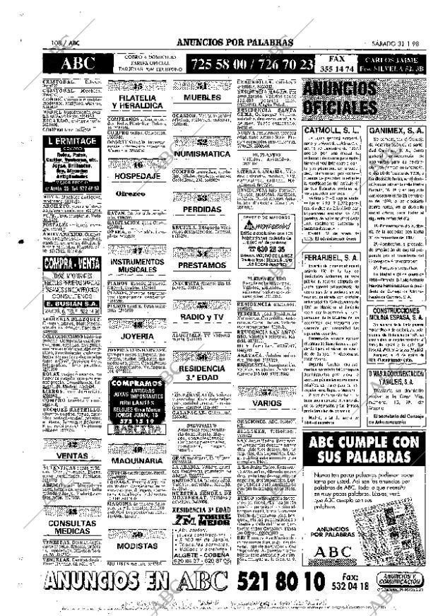 ABC MADRID 31-01-1998 página 108