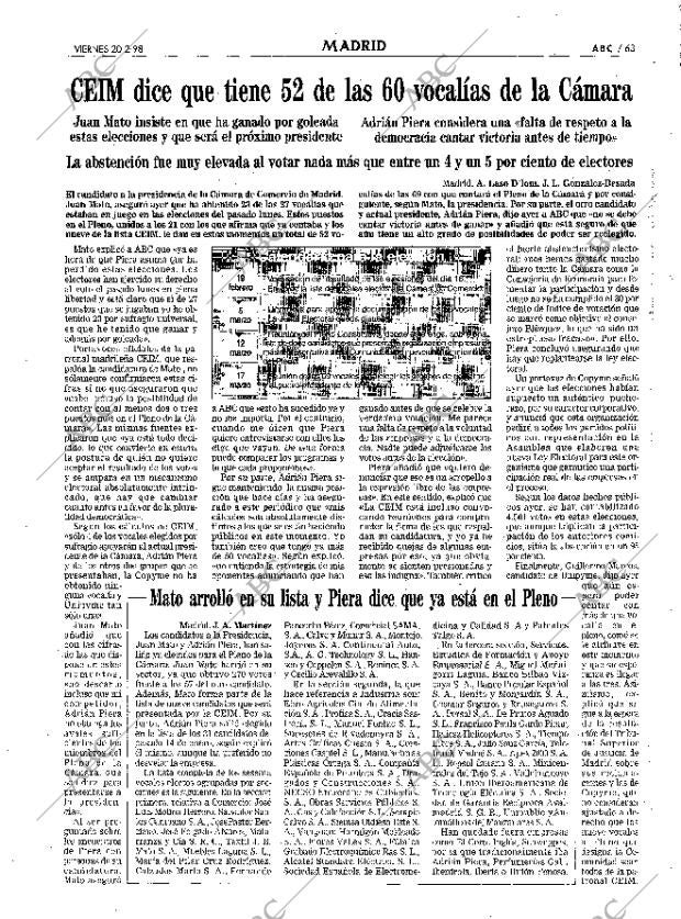 ABC MADRID 20-02-1998 página 63