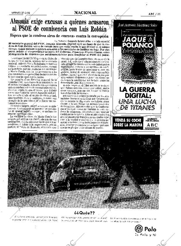 ABC MADRID 27-02-1998 página 23