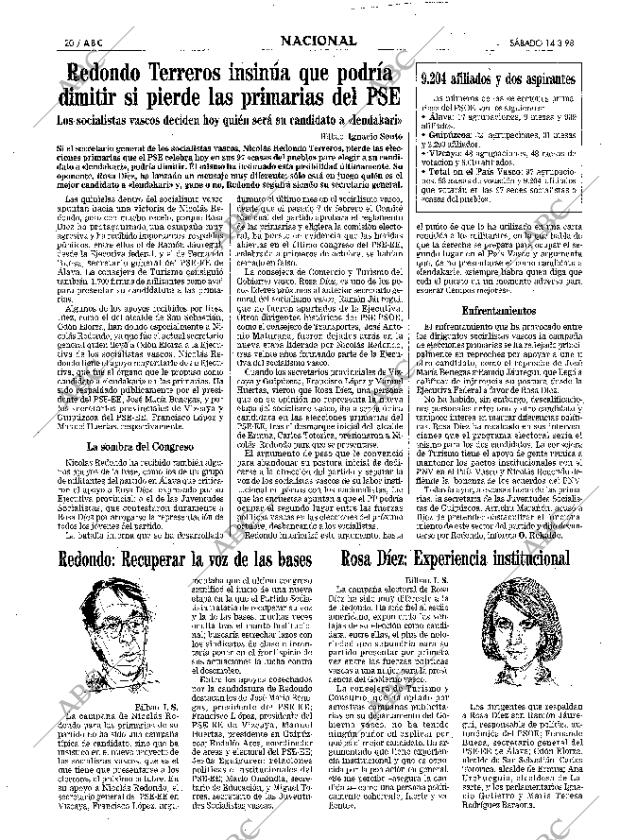 ABC MADRID 14-03-1998 página 20