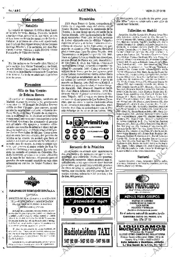 ABC MADRID 27-03-1998 página 94