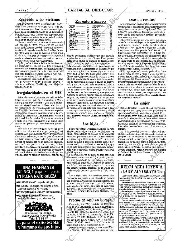 ABC MADRID 31-03-1998 página 14