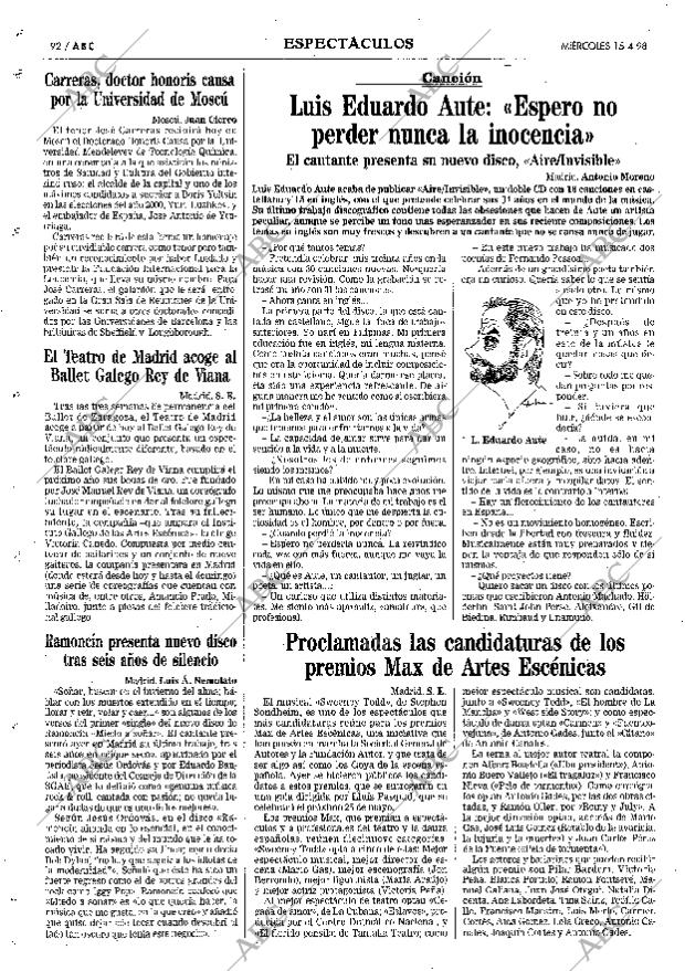 ABC MADRID 15-04-1998 página 92