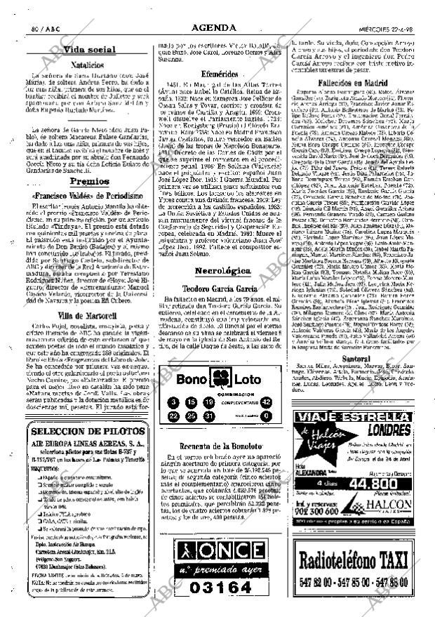 ABC MADRID 22-04-1998 página 80
