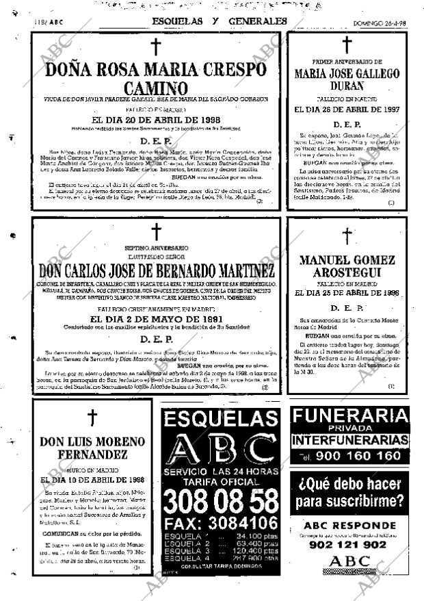 ABC MADRID 26-04-1998 página 118