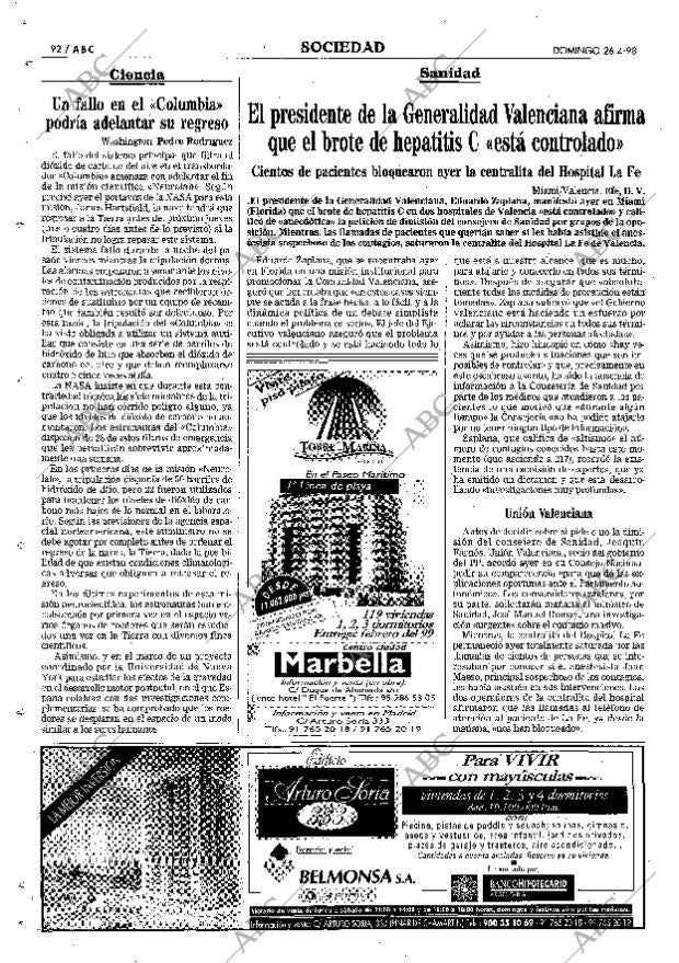 ABC MADRID 26-04-1998 página 92