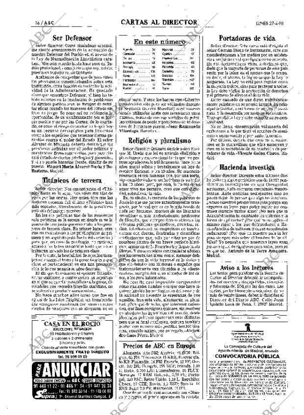 ABC MADRID 27-04-1998 página 16