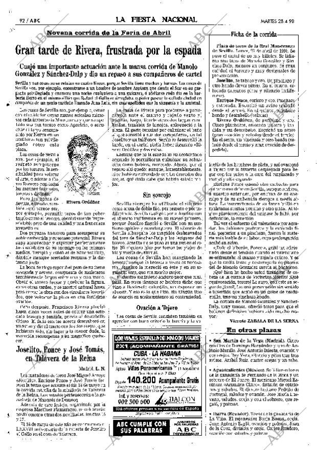 ABC MADRID 28-04-1998 página 92
