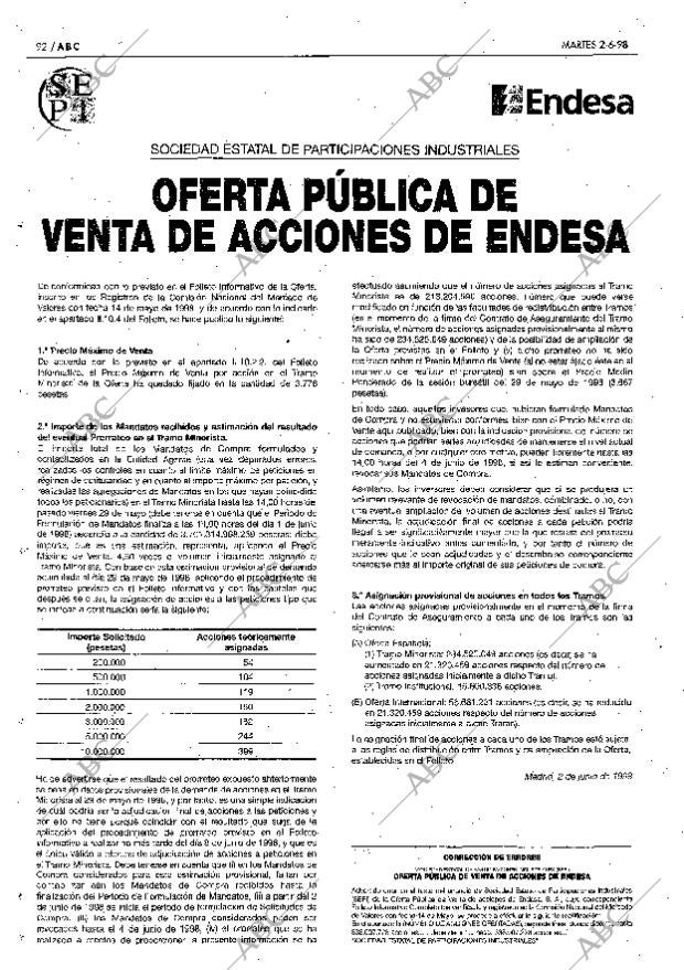 ABC MADRID 02-06-1998 página 92