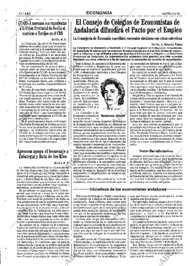 ABC SEVILLA 09-06-1998 página 74