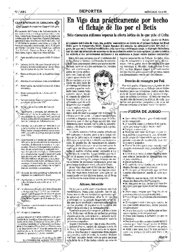 ABC SEVILLA 10-06-1998 página 92