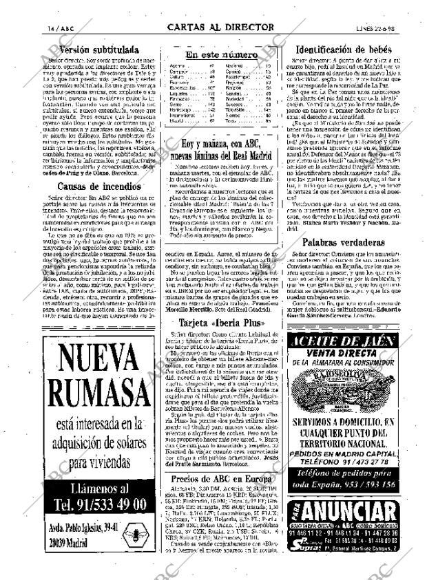 ABC MADRID 22-06-1998 página 14