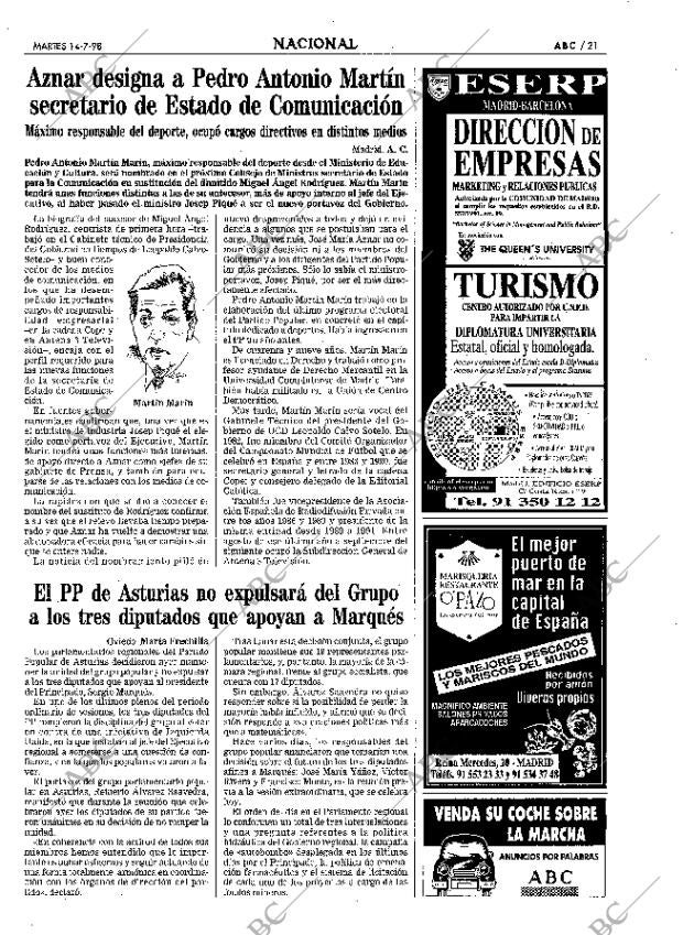 ABC MADRID 14-07-1998 página 21