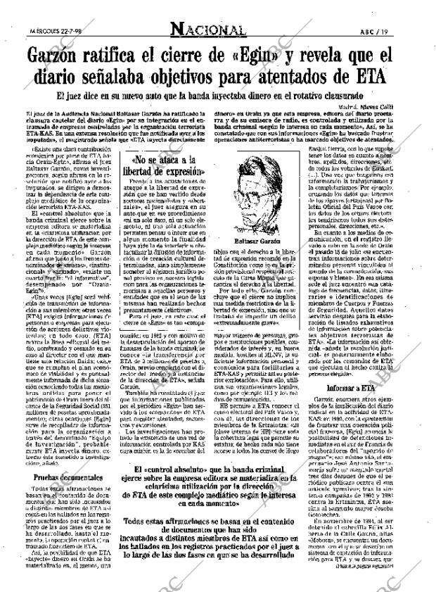 ABC SEVILLA 22-07-1998 página 19